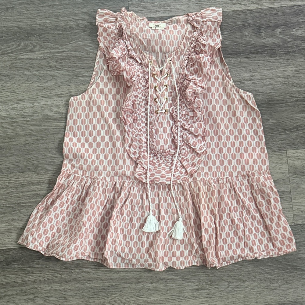 Kate Spade Pink Patterned Ruffle Blouse - Picture 2 of 8